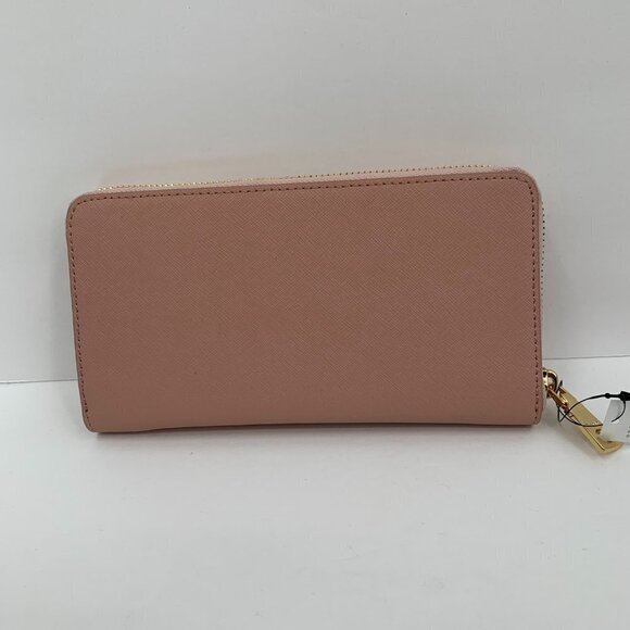 DKNY Donna Karan Bryant Park Saffiano Leather Blush Pink Wallet logo gold new - Picture 3 of 5